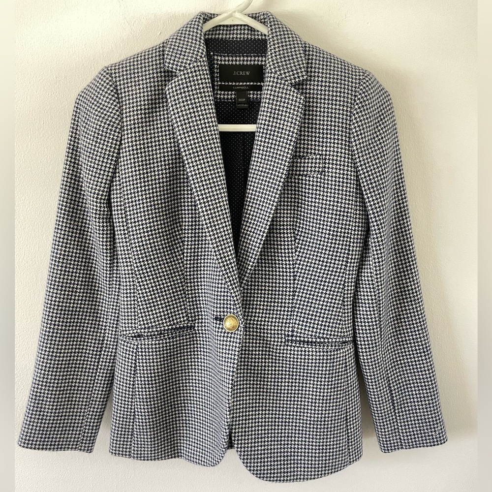 J. Crew Black and White Houndstooth Blazer